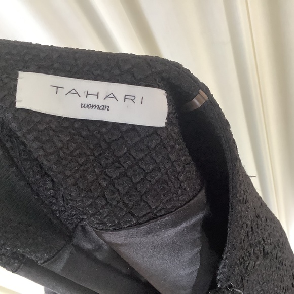 TAHARI Black Textured Pencil Skirt Plus Size 22 Lined Side and Slit Zipper - Picture 7 of 9